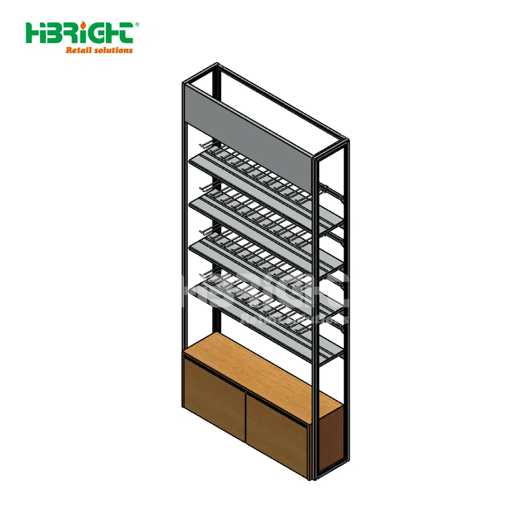 Tempered Glass Cosmetic Display Cabinet Supermarket Store Wood Cosmetic Display Rack