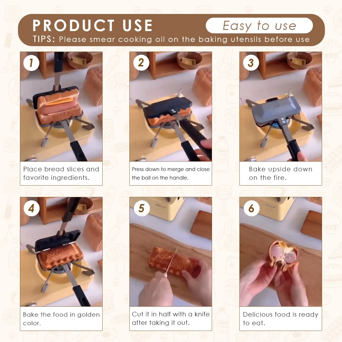 Hot Sale Grilled Cheese Double-Sided Baking Pan Dog Toaster Hot Sandwich Maker