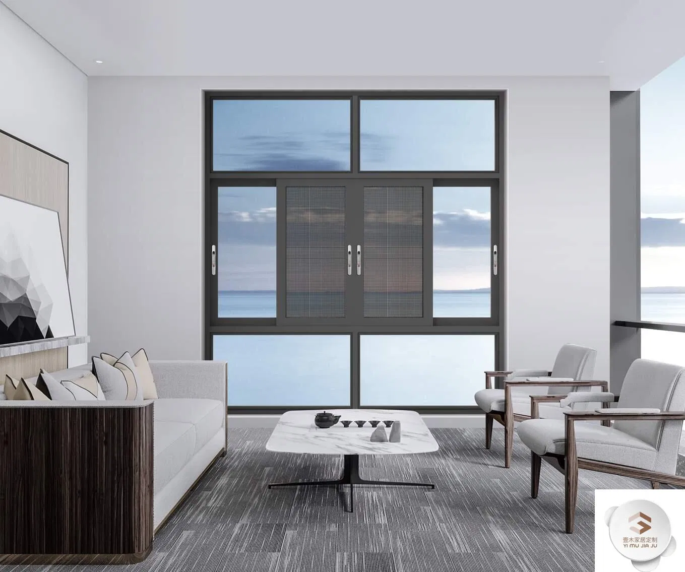 Yimu Wholesale Aluminum Profile Double Glazed Sliding Windows with Lock