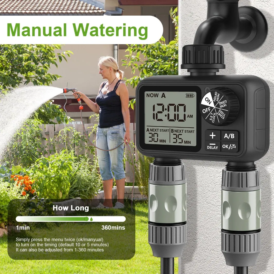 Automatic 2 Dial Irrigation Water Tap Timer Watering Controller System Hct-M06