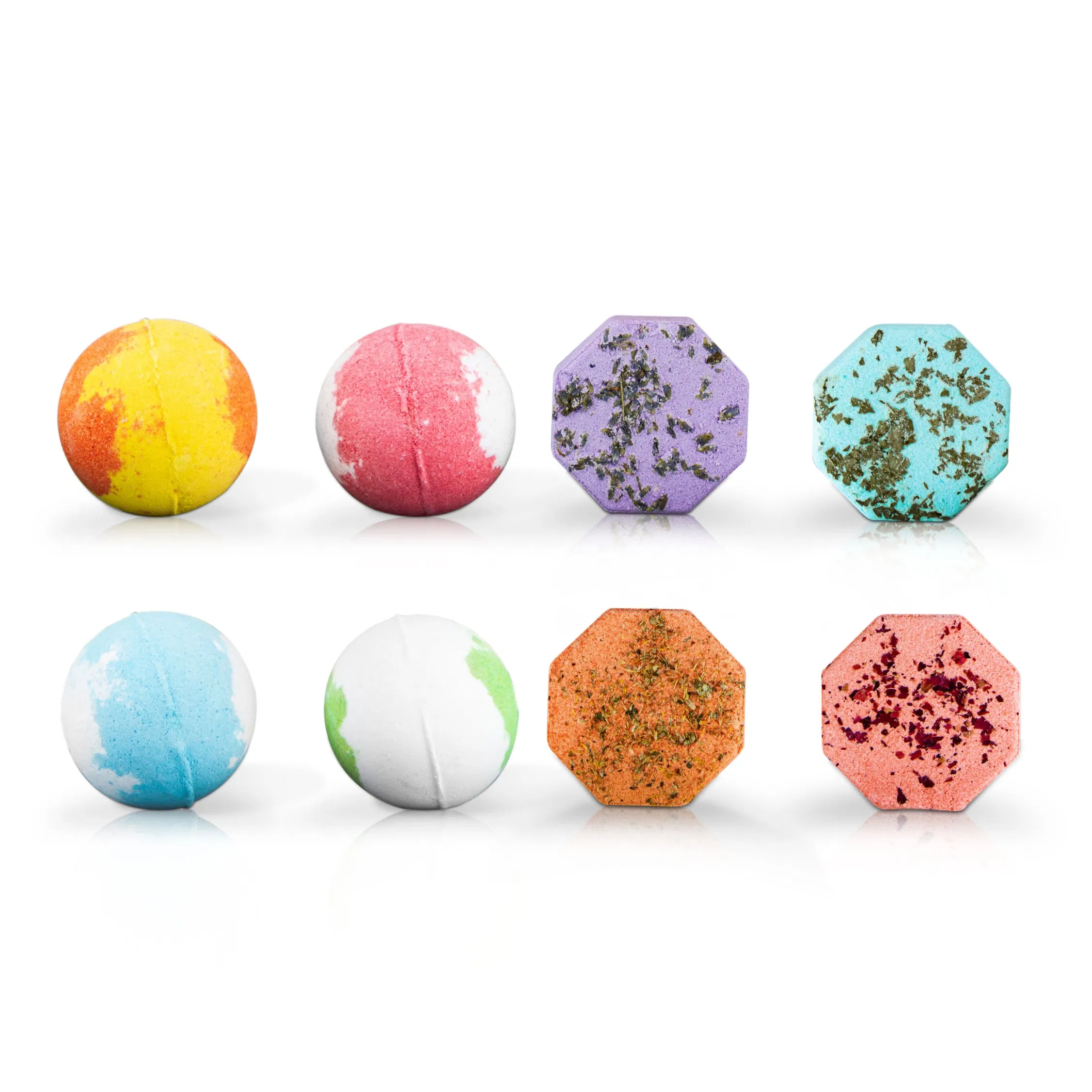 Colorful Fizzing Bath Bombs with Essential Oils for SPA Experience