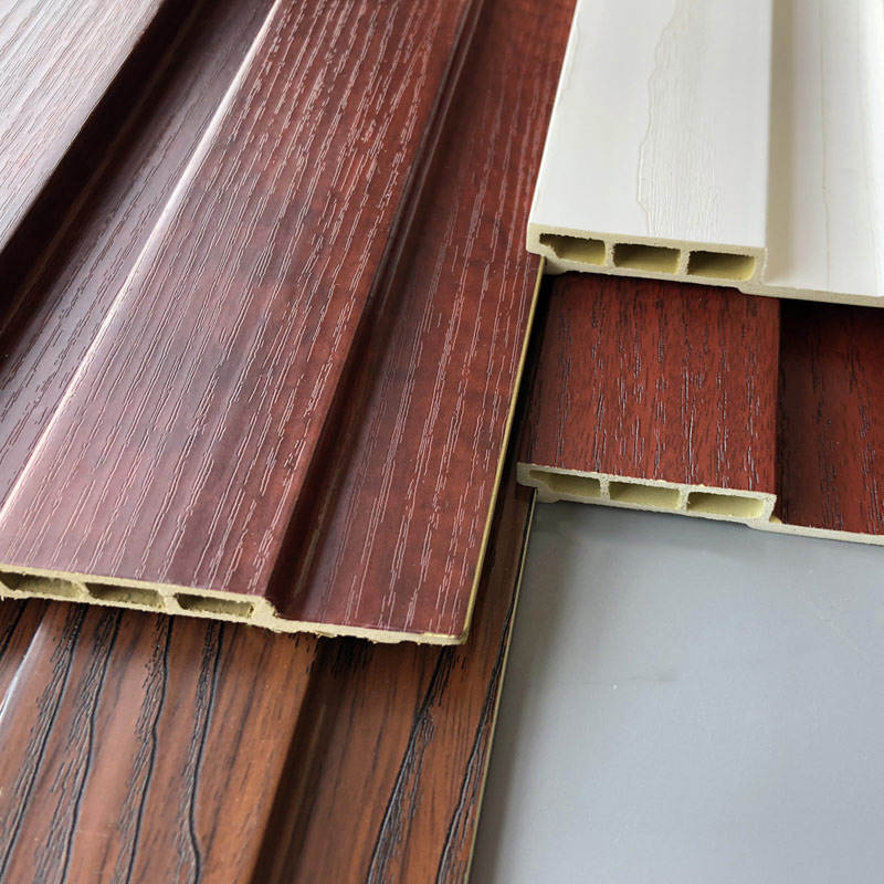 Waterproof PVC Fluted Panel Wood Laminated WPC Wall Cladding Panel Wood Grain Louvre Wall Cladding WPC Ceiling Tubes