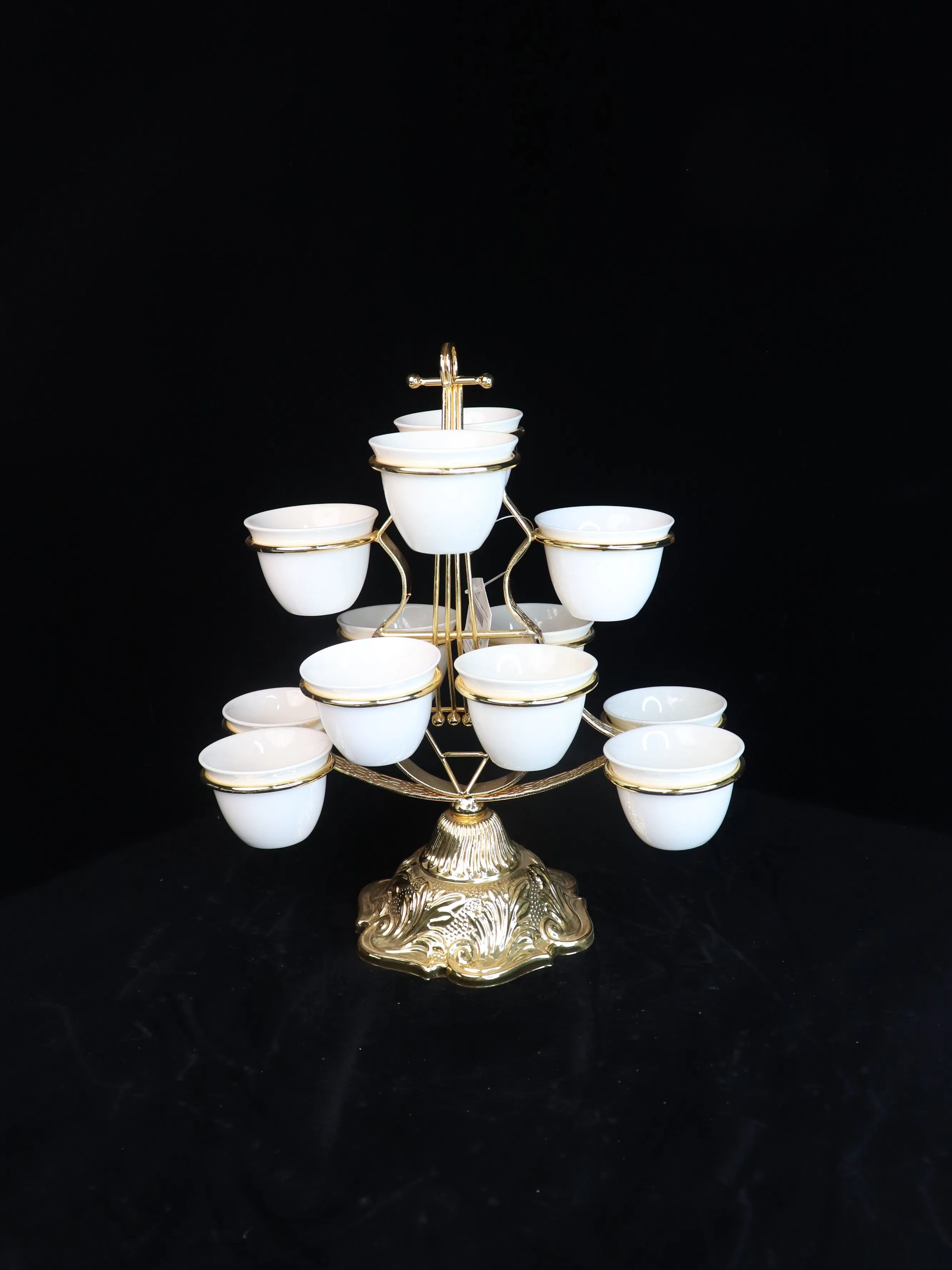 New High-End Gold-Plated Iron Strip with 12 Ceramic Cups