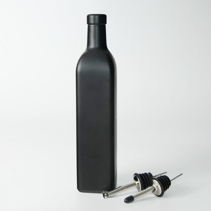 Fast Delivery 250ml 500ml 750ml 100ml Matte Black Glass Olive Oil Bottles with Metal Lid