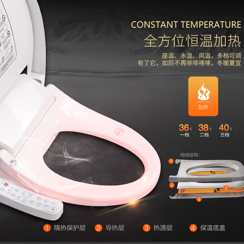 Slow Down Electric Automatic Waterless Tank Intelligent Closestool Smart Toilet Seat Cover