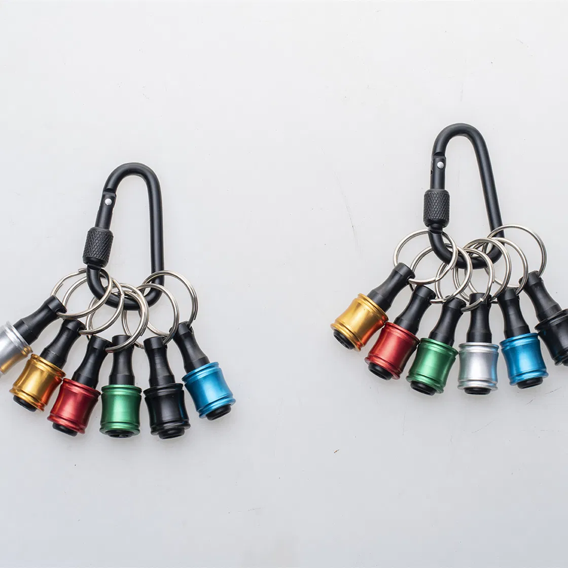 Hex Shank Aluminum Alloy Portable Carabiner Keychain Screwdriver Multiple Color Bit Holde