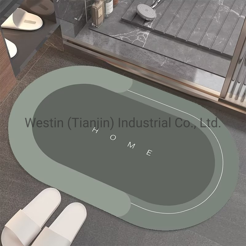 Oval Retangle Washable Anti-Slip Tub Bathroom Rugs Mat Water Absorption Rubber Floor Mat Bath Mat