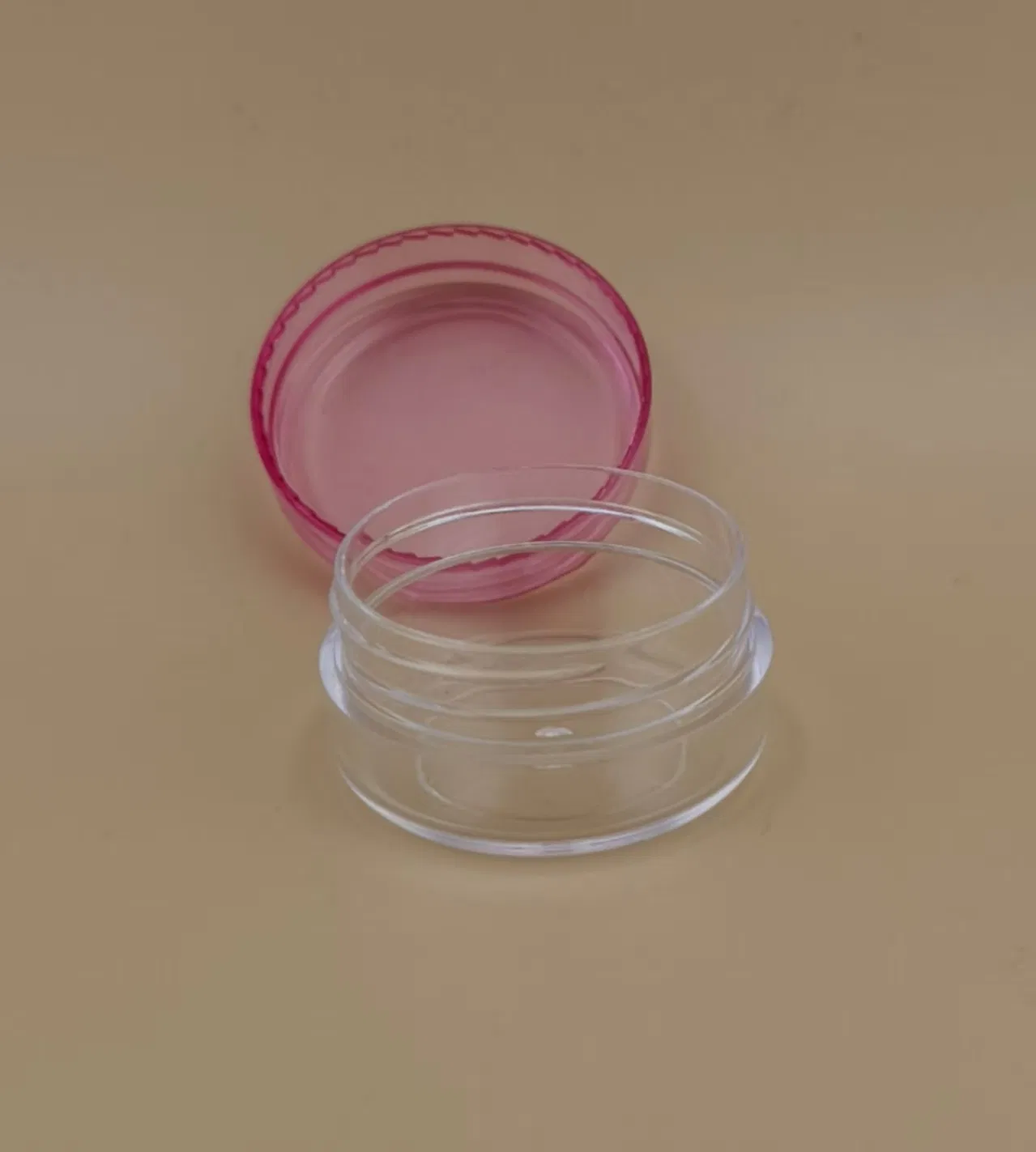 Clear Plastic Cream Jar with Pink Screw Lid for Skincare