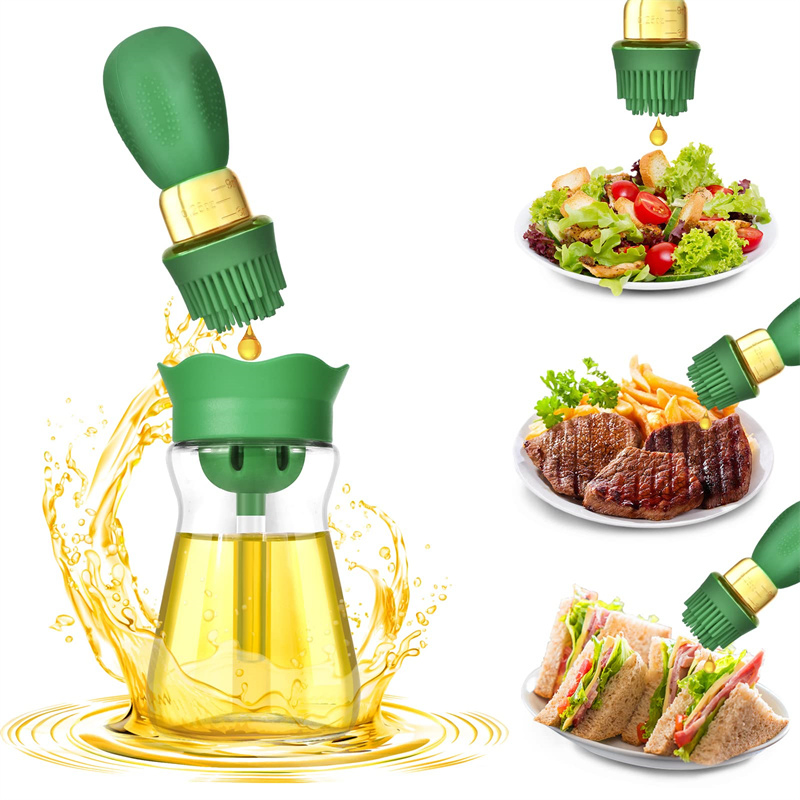 Olive Oil Dispenser Bottle Silicone Dropper Measuring Oil Dispenser Bottle for Kitchen Cooking