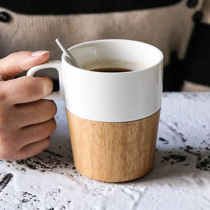 Wooden Mug with Handle Wooden Cup with Ceramic