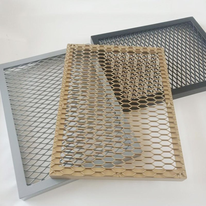 Aluminum Powder Coated Expanded Metal Mesh for Exterior Wall Cladding Facade Building Partition Ceiling Roofing Ventilation Decorative Security Indoor Outdoor