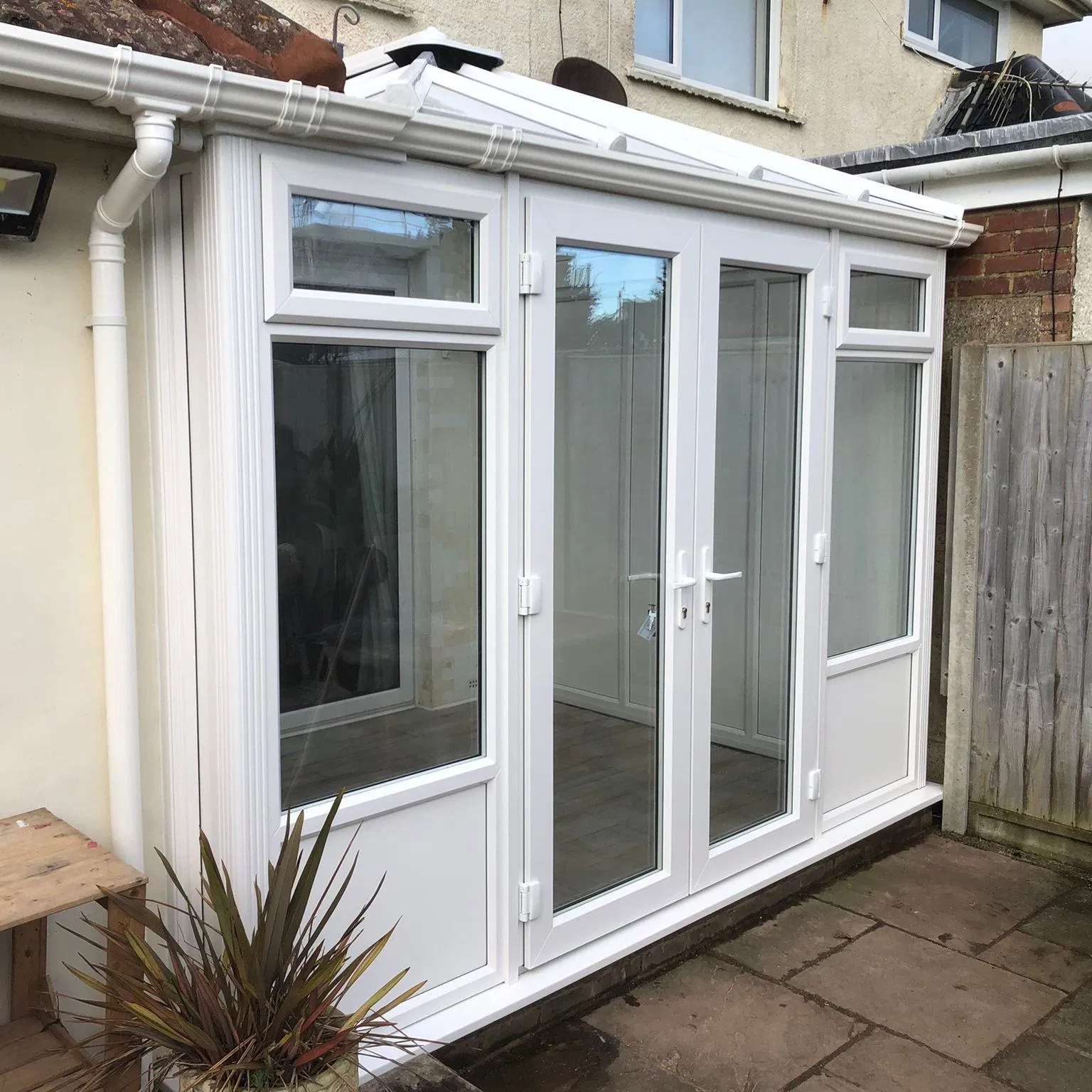 60 Series UPVC Security Hinged Door with Bullet-Proof Glass, Multi-Point Lock & Steel Reinforcement