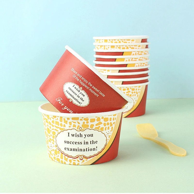 Custom Disposable Paper Soup Ice Cream Bowls with Lid