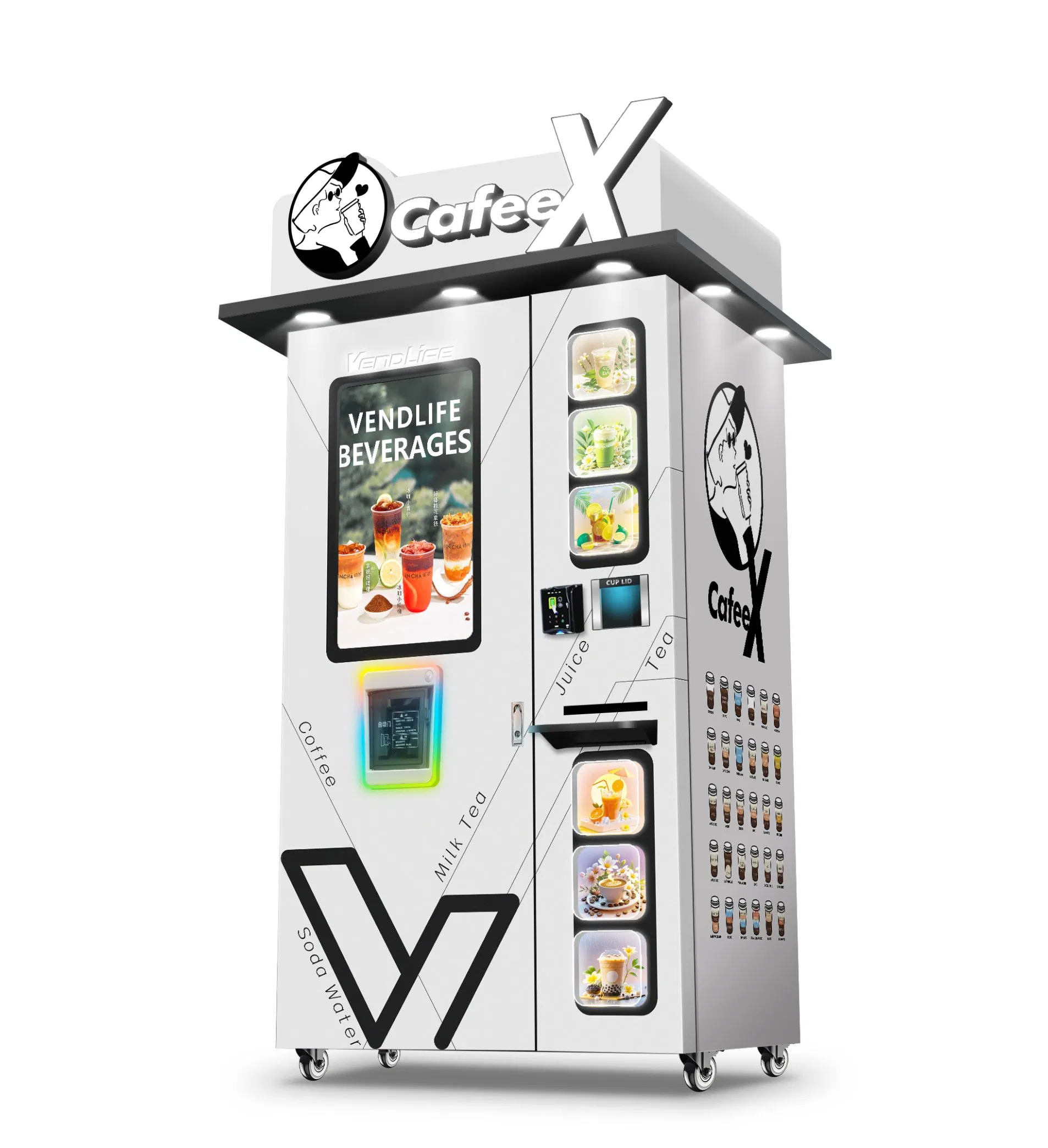 Smart Automatic Ice Maker Hot and Cold Drinking Juice Milk Tea Coffee Vending Machine with Touch Screen Liquid Milkshake Cafe Vending Machine with Card Reader