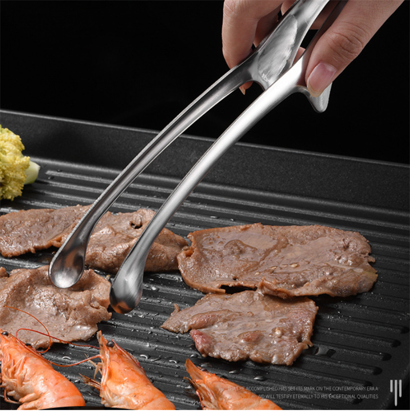 Custom Logo Kitchen BBQ Tongs Stainless Steel Creative Kitchen Tong Korean Bread Food Tongs Steak Bread Buffet Clip