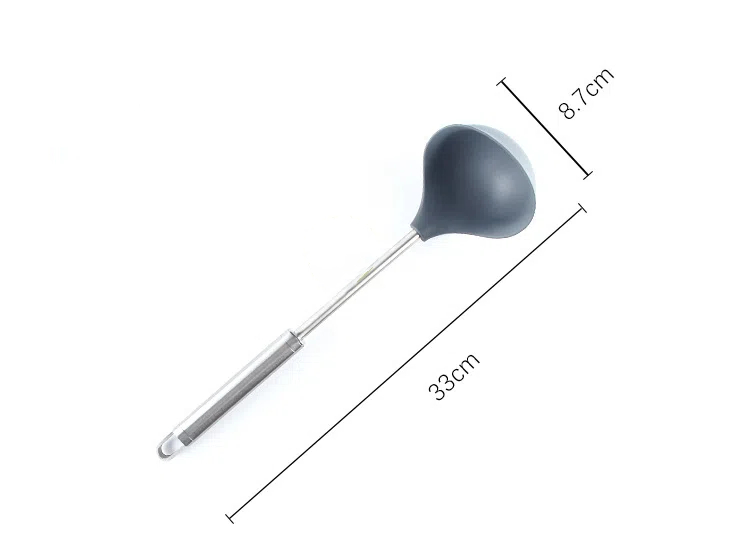 Silicone Chef Kitchen Utensil Nonstick Heat Spoon with Stainless Steel
