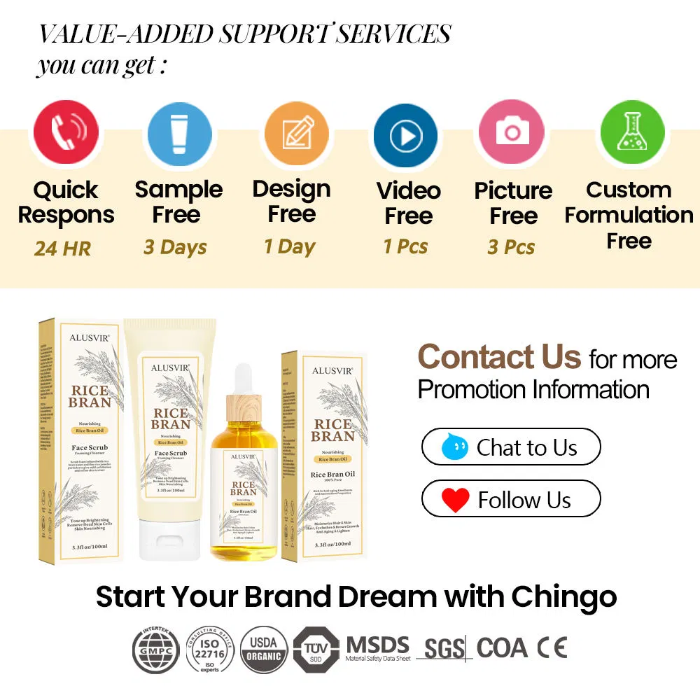 Natural Organic Rice Bran Oil Moisturizing Brighten Nourishing for Face Hair Care