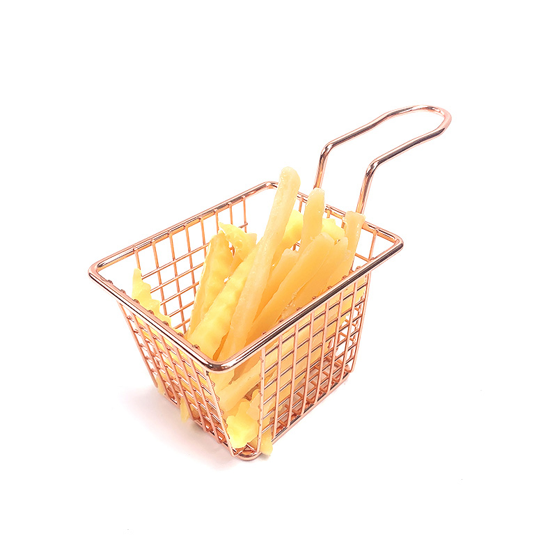 Gold French Fries Basket Stainless Steel Mini Fry Basket