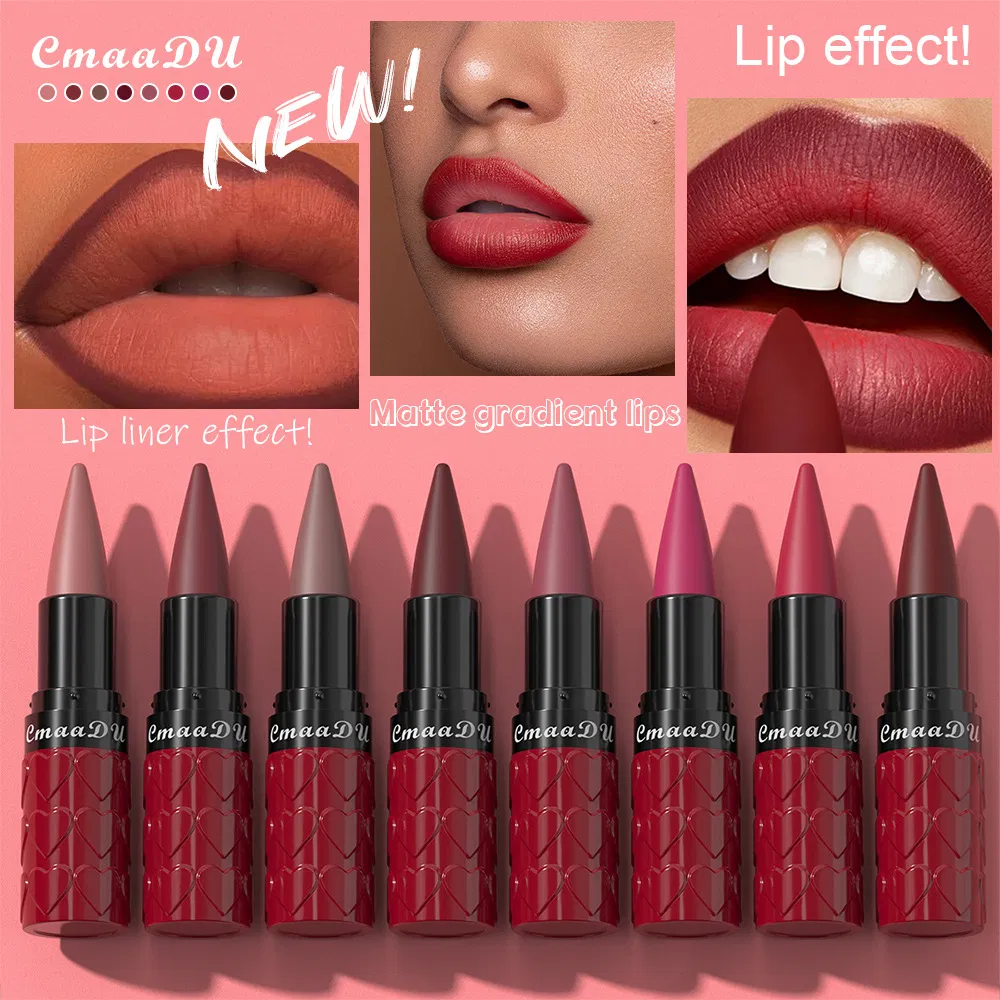 Cmaadu Vibrant 8-Color Heart-Shaped Lipstick Set for All Skin Tones