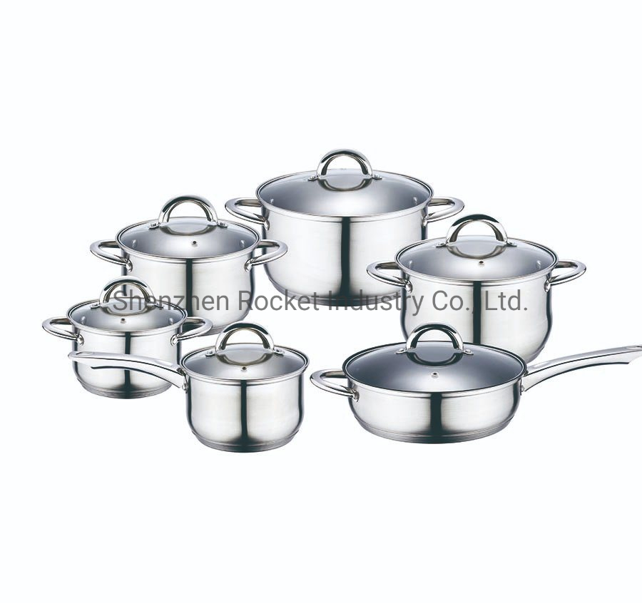 China Stainless Steel Casserole Cooking Pot Cookware Set with Nonstick Frying Pan