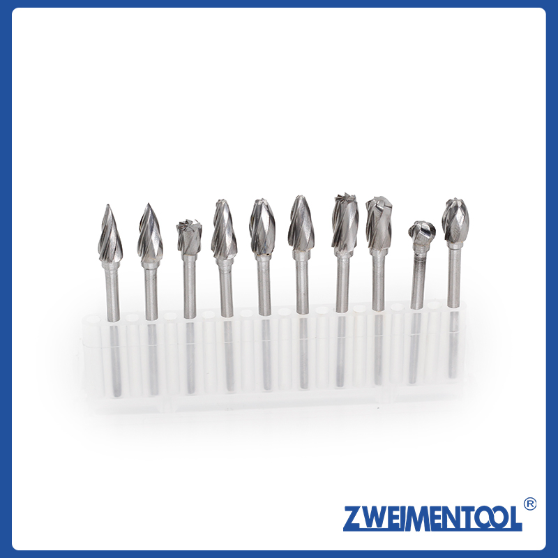 Carbide Burr Set with 1/4'' (6.35mm) Shank 8PCS Double Cut Solid Carbide Rotary Burr Set for Die Grinder Drill, Metal Wood Carving, Engraving,Polishing,Drilling