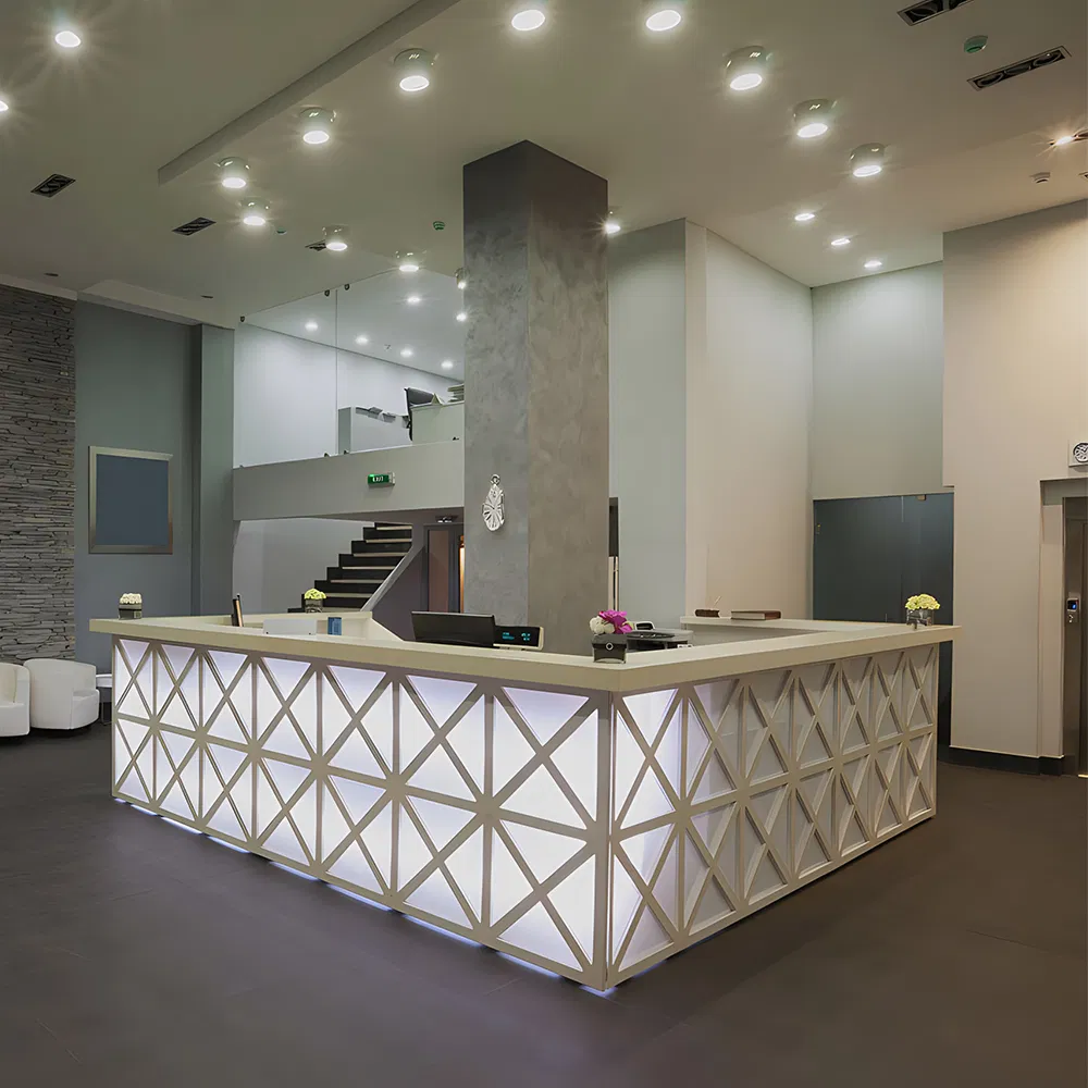 Sleek Modern White Artificial Stone Reception Desk for Sale