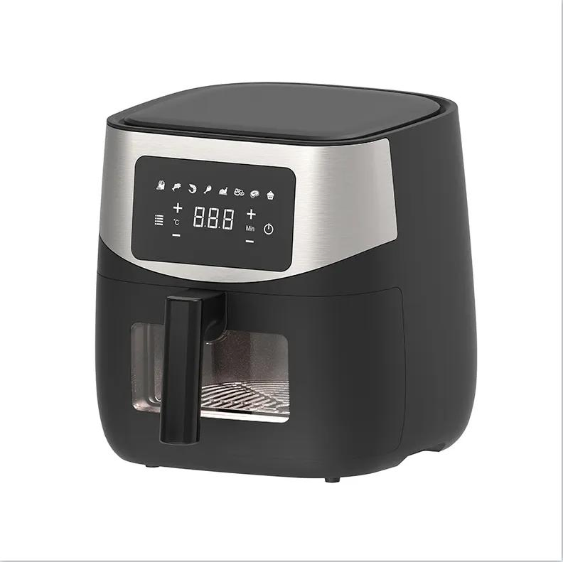 Visual 6L Large Capacity Oil Fryer Electric Stainless Steel Square PTFE Digital Control Electric Air Fryer Cooker