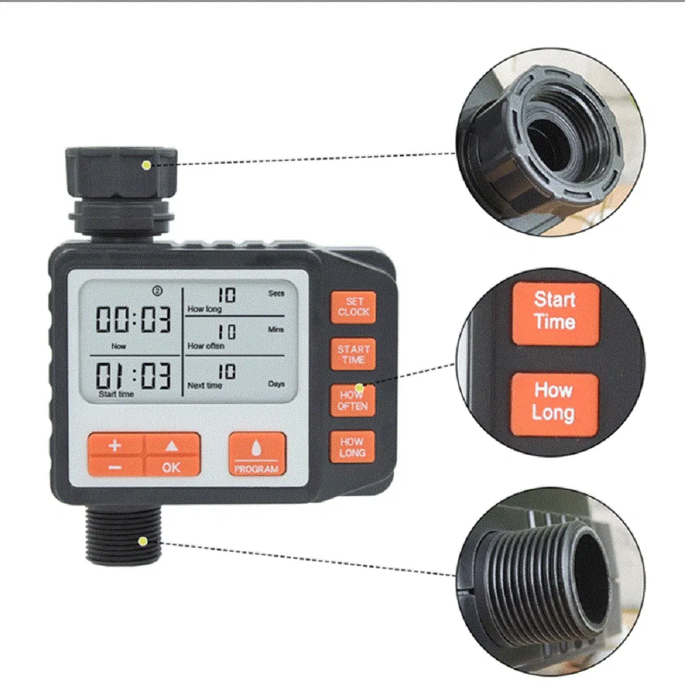 Programmable Waterproof Timer Electronic Valve for Watering Plants Garden LCD Display Wbb17731