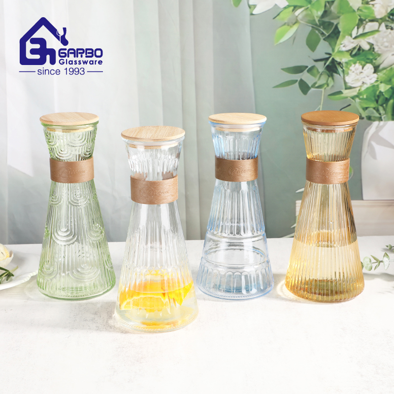 Garbo New Design Is Machine Made Cheap Price Blue Color 920ml Glass Water Bottle Carafe with Lid