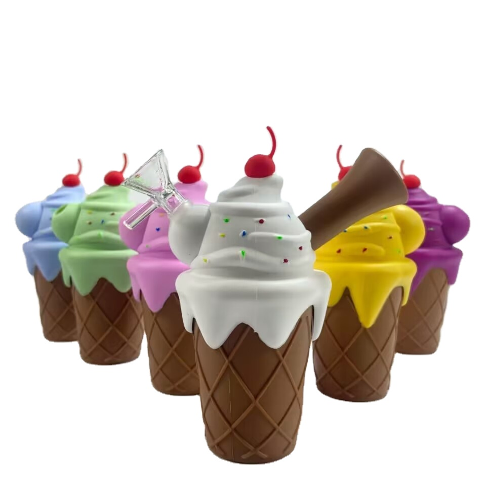 Ice Cream Silicone Hand Pipe Smoking Tobacco Water Oil Burner Hookah Kit