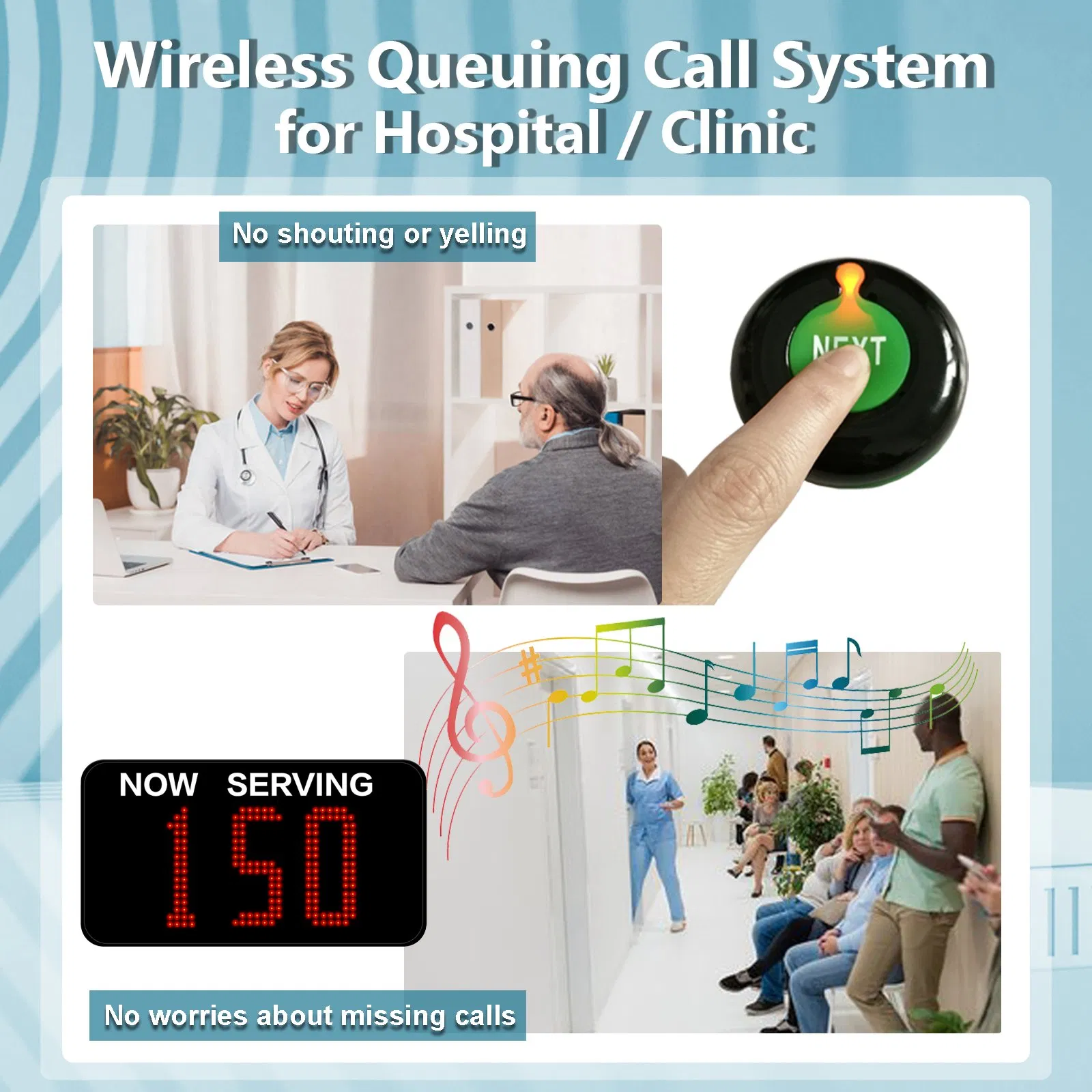 Wireless Queue Management Number Waiting Calling System