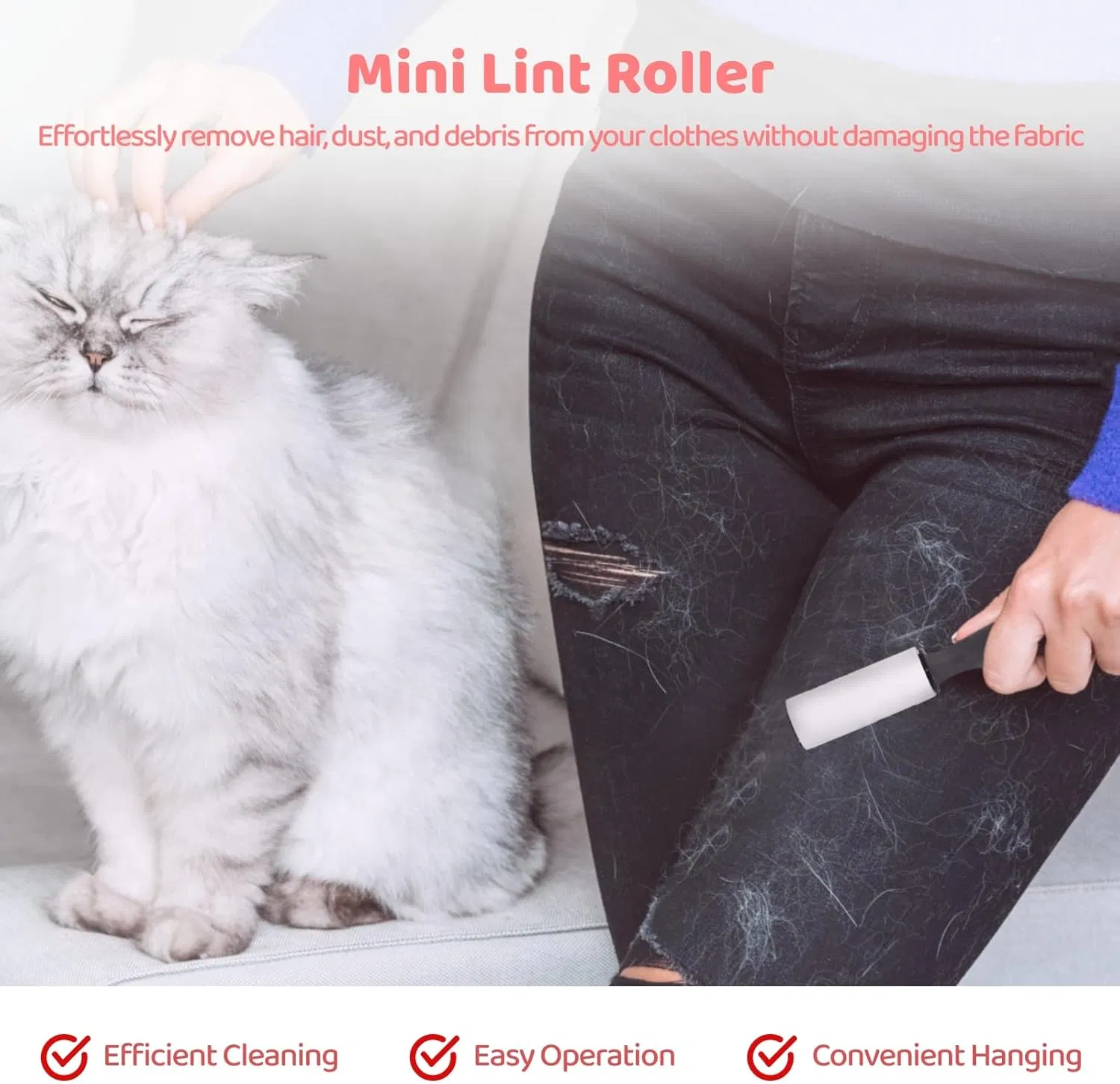 Efficient Portable Reusable Washable Clothes Sticky Adhesive Pet Hair Remover Brush Lint Roller