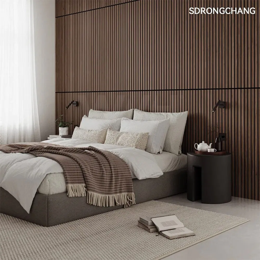 Wall Decor Absorb Sound MDF Polyester Akupanels Slatted Wood Acoustic Panels