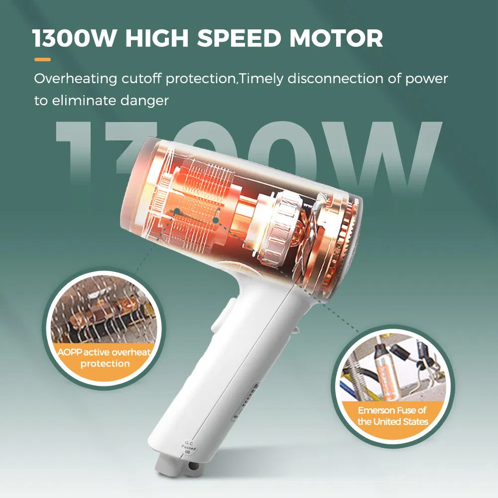 2025 New Design Hotel Bathroom Wall Mounted ABS 1300W Overheat Protection Electric Hair Dryer