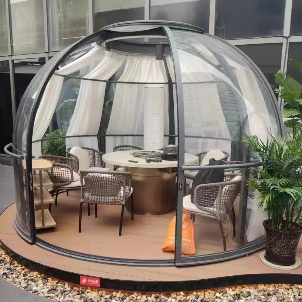 Luxury Hotel Restaurant Camp with LED Aluminum Frame Panoramic Transparent Bubble House