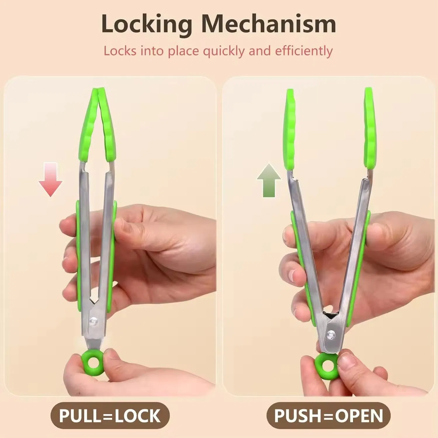 BPA Free Silicone Food Tongs Non-Stick BBQ Cooking Tongs Grilling Locking Kitchen Tongs