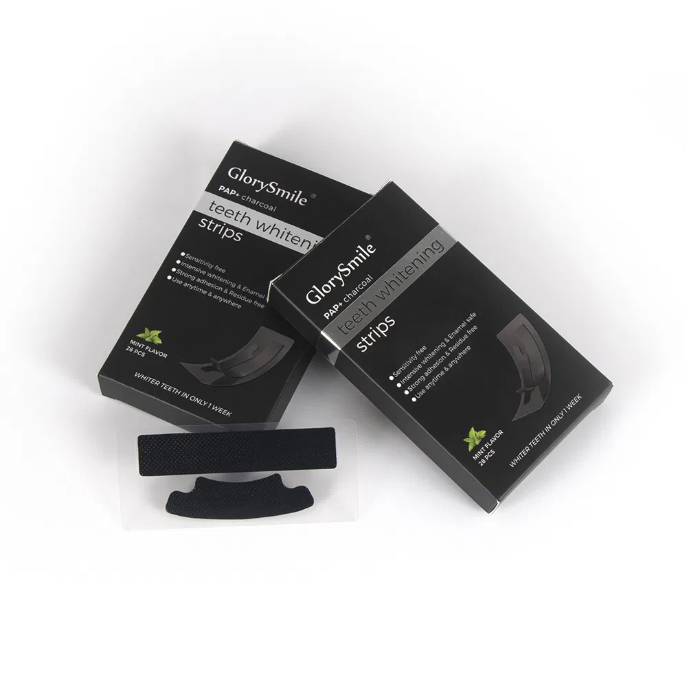 Private Label Professional Home Use Pap Charcoal Teeth Whitening Strip Sensitivity Free Tooth Whitening Formula