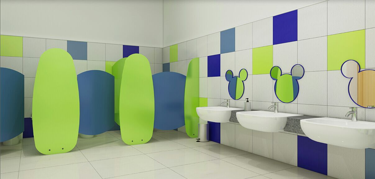 Safe and Cute Waterproof Toilet Cubicle for Kindergarten