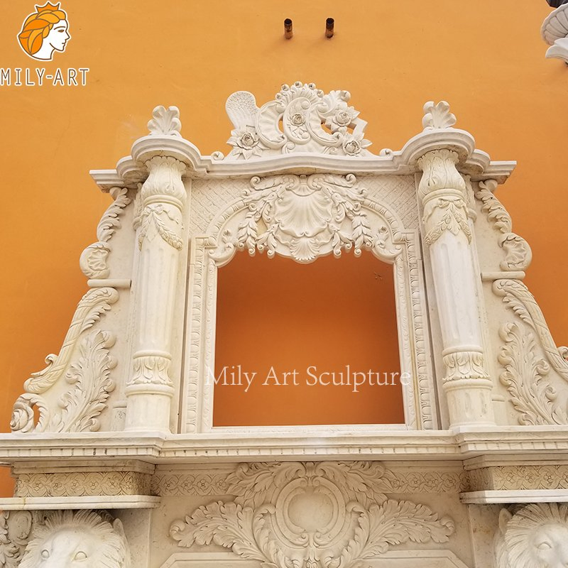 Customized Natural Stone Marble Double-Layer Fireplace for Decoration