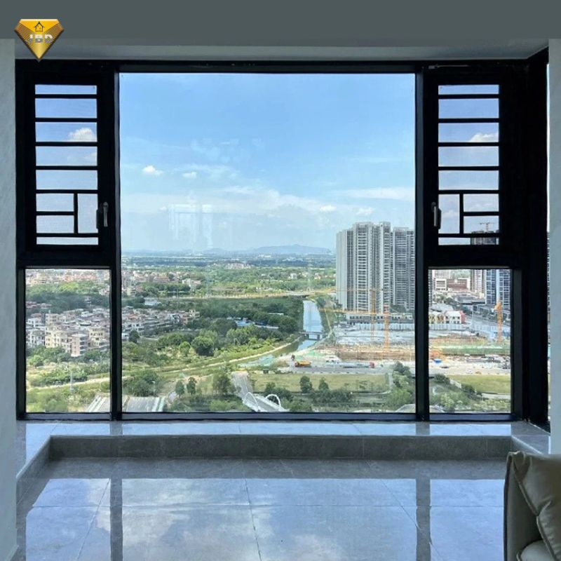 Hurricane Impact PVC Casement Window with Grille - Super Strong, White Frame for Residential Use