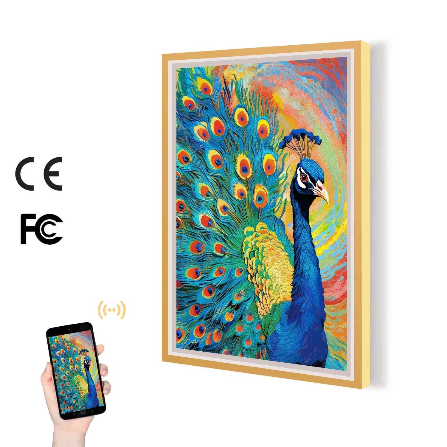 Elegant Solid Wood Frame Digital Signage Display for Android and Windows