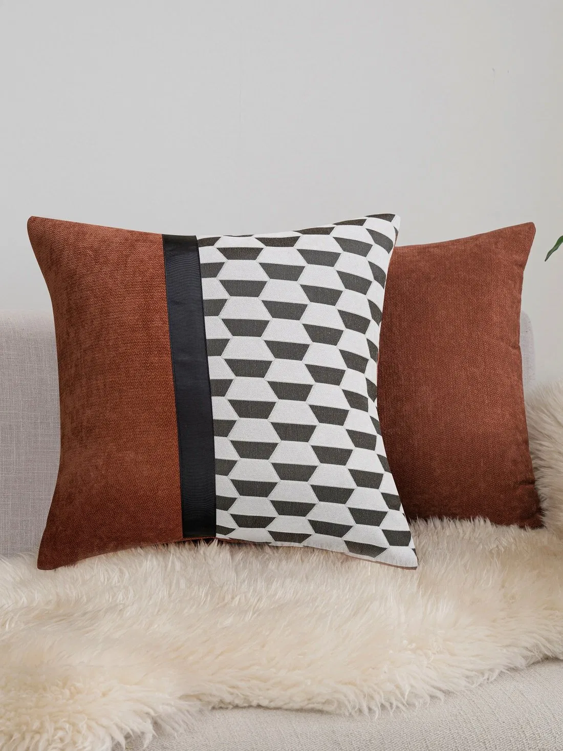 Decorative Throw Pillow Covers 18X18 Inches Textured Chenille Square Pillow Covers for Couch Sofa Bed Living Room