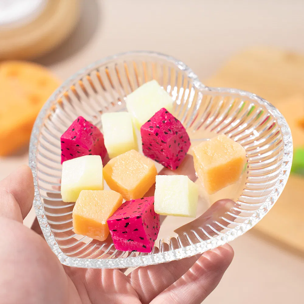 High Quality Factory Sale Fruit Dessert Plate Cake Tray Clear Heart-Shaped Empty Glass Plate with Box