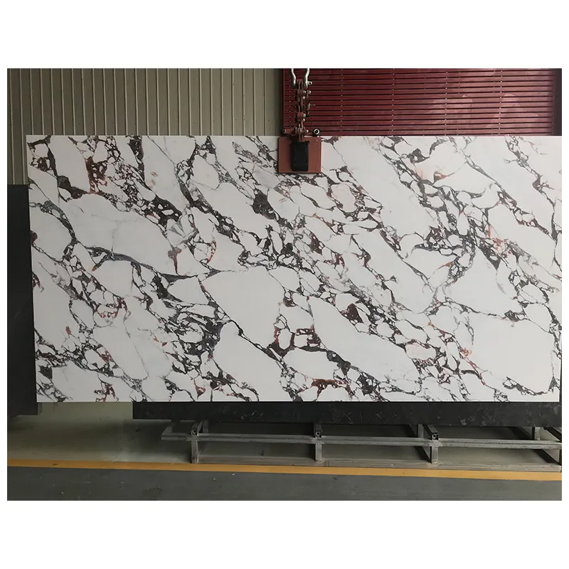 Large Format Calacatta Viola Purple Marble Look Sintered Stone Glossy Slabs