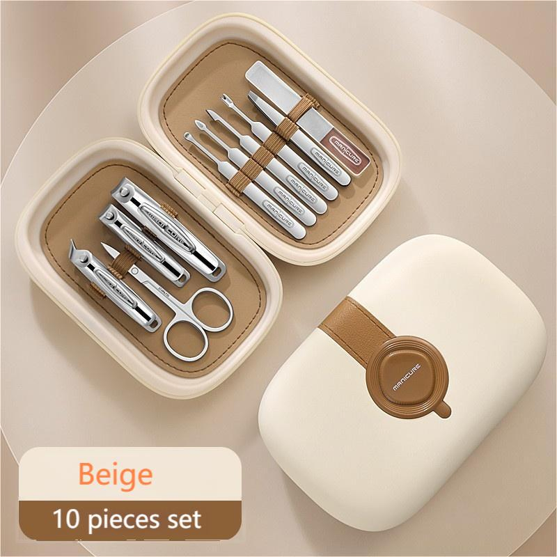 Professional Manicure Set for Adult, 10-in-1 High-Grade Stainless Steel Nail Cutter Ingrown to Nail Clippers Pedicure with Leather Travel Case.