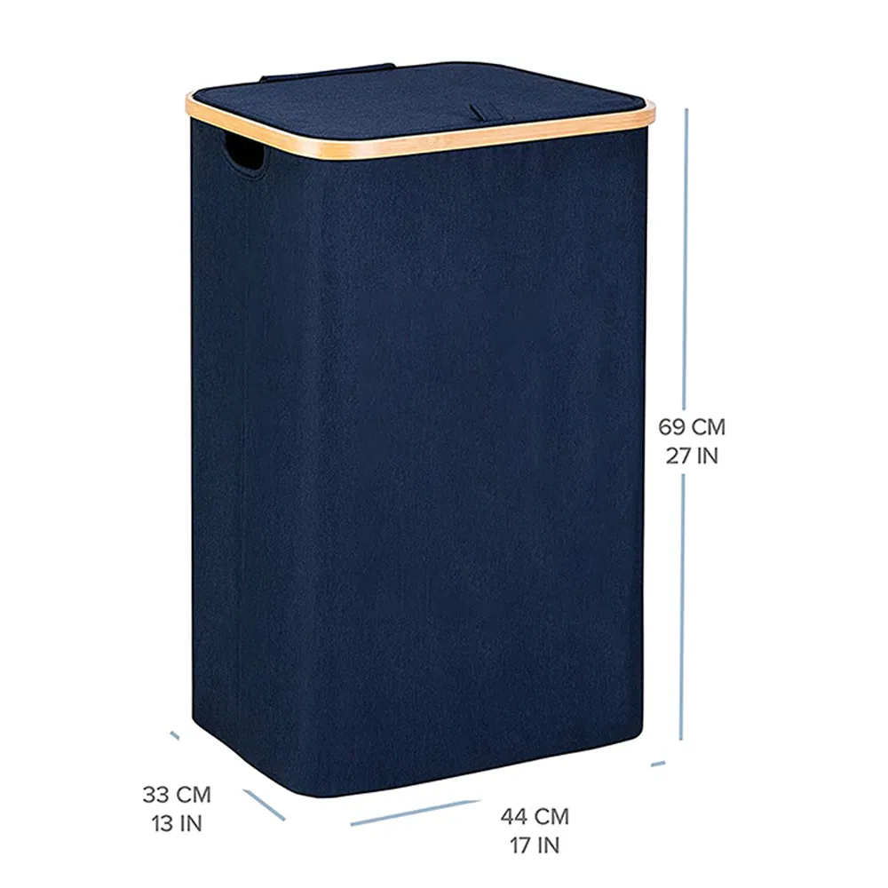 Premium Handmade Bamboo Laundry Basket with Lid, Foldable for Home Use