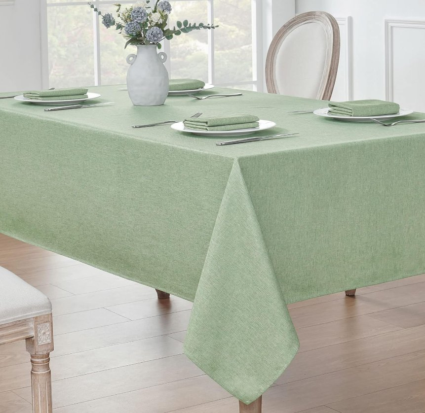 Rectangle Stain and Wrinkle Resistant Washable Tablecloth Waterproof Linen Textured Tablecloth