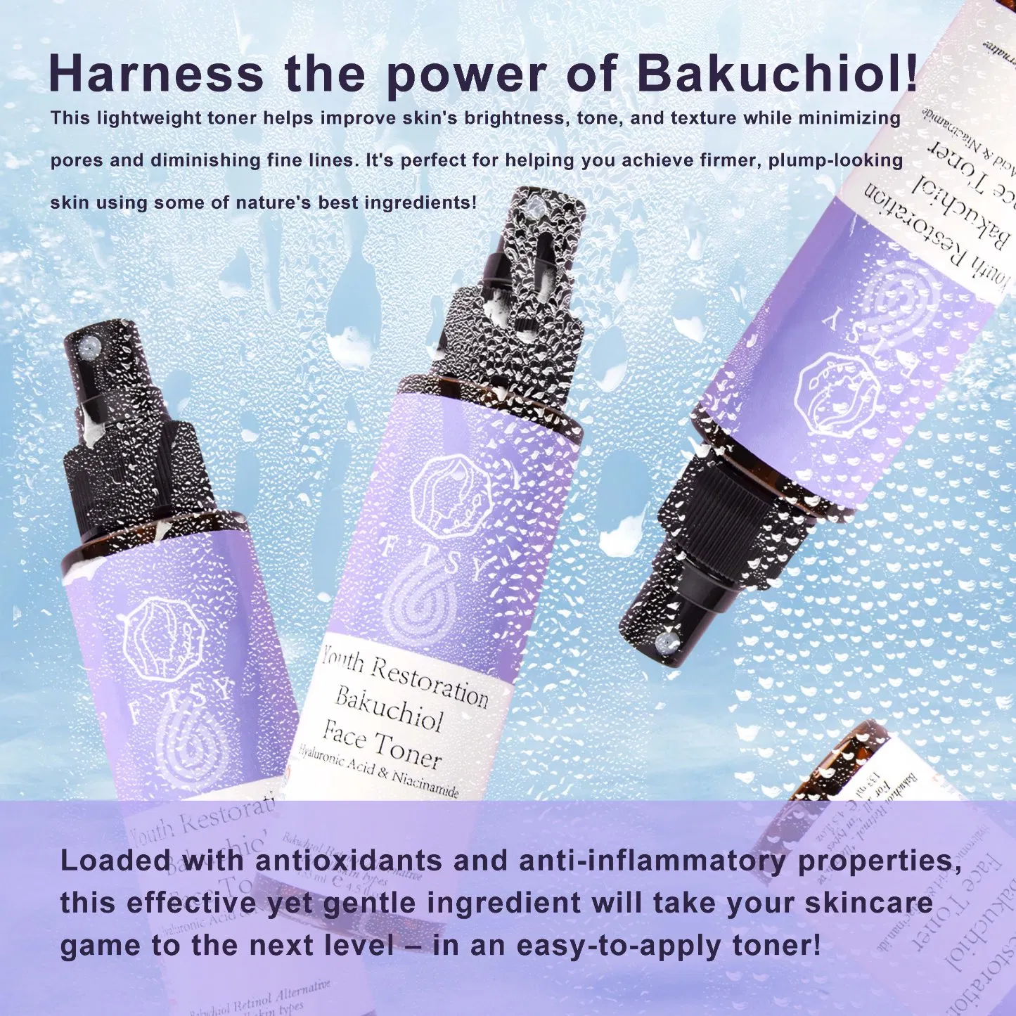 Directly Factory Vegan Brightening Anti Aging Hydrating Bakuchiol Facial Toner