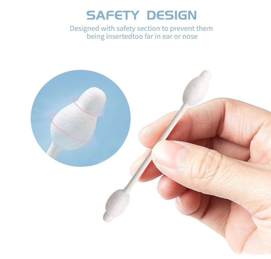 55PCS Kids Children Baby Safety Cotton Swabs for Newborn with Paper Stick