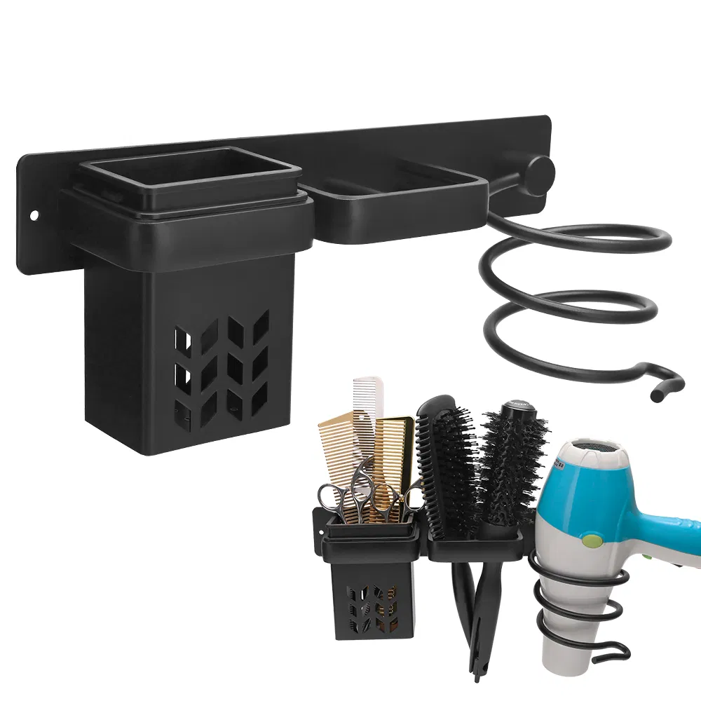 New Product Black Wall Mounted Hair Dryer Holder Storage Rack for Household Salon